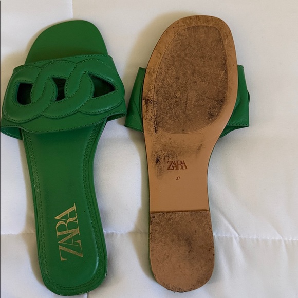 Zara Emerald Green Slide Sandals - Picture 3 of 3